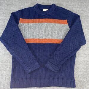 American Eagle Vintage Sweater Mens XL Lambs Wool Heavyweight Navy Orange Chunky